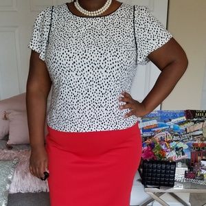 Worthington black and white print blouse